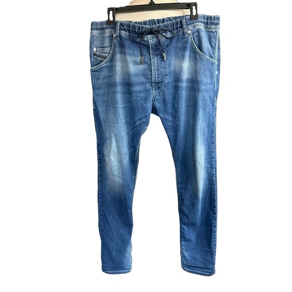 DIESEL Krooley-Ne Stretch 0674Y Jogg Jeans Men's W36 Blue Zip Stretch Sweatpants - Picture 1 of 16